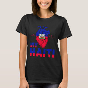 Flag Haitian Day Vintage Love Heart Haiti Heritage T-Shirt