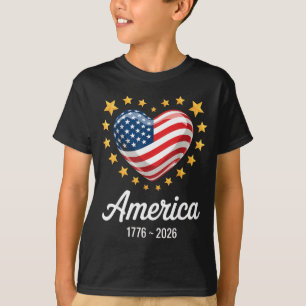 Flag Heart 1776 2026 July 4th 250th Birthday _2 T-Shirt