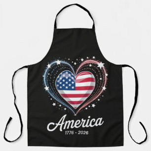 Flag Heart 1776 2026 July 4th 250th Birthday Apron