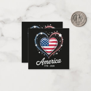 Flag Heart 1776 2026 July 4th 250th Birthday Card