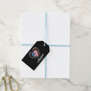 Flag Heart 1776 2026 July 4th 250th Birthday Gift Tags
