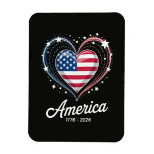 Flag Heart 1776 2026 July 4th 250th Birthday Magnet