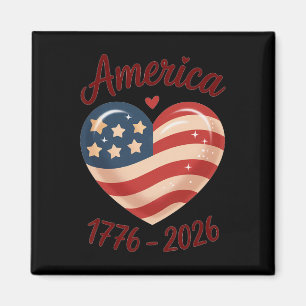 Flag Heart 1776 2026 July 4th 250th Birthday Magnet