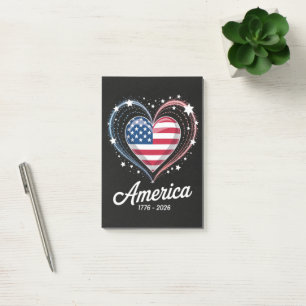 Flag Heart 1776 2026 July 4th 250th Birthday Post-it Notes