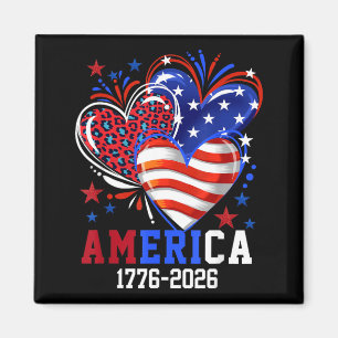 Flag Heart Leopard 1776 2026 July 4th 250th Magnet