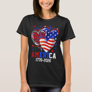 Flag heart leopard 1776 2026 july 4th 250th T-Shirt