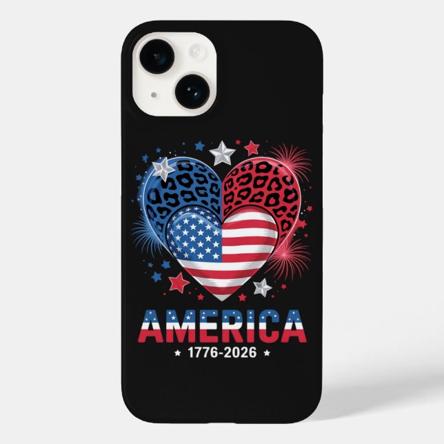 Flag Heart Leopard 1776 2026 July 4th Case-Mate iPhone Case (Back)