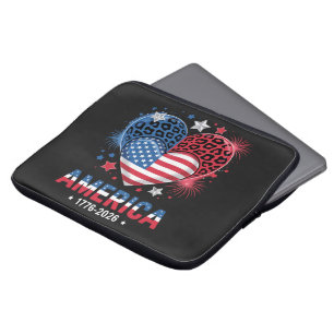 Flag Heart Leopard 1776 2026 July 4th Laptop Sleeve