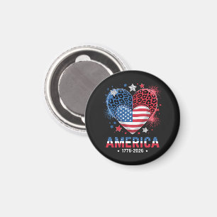 Flag Heart Leopard 1776 2026 July 4th Magnet