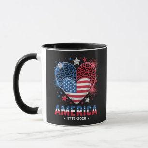 Flag Heart Leopard 1776 2026 July 4th Mug