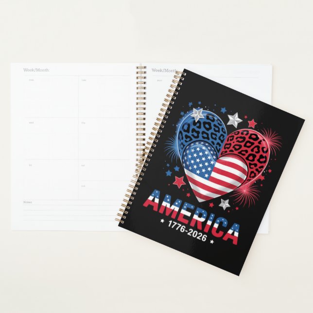 Flag Heart Leopard 1776 2026 July 4th Planner (Display)