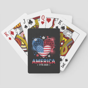 Flag Heart Leopard 1776 2026 July 4th Playing Cards