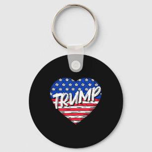 Flag Heart Love Trump Key Ring
