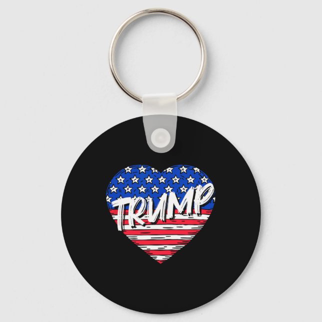 Flag Heart Love Trump  Key Ring (Front)