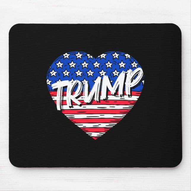 Flag Heart Love Trump  Mouse Mat (Front)