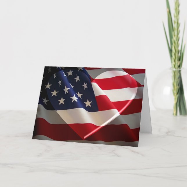 Flag Heart Memorial Day Card (Front)