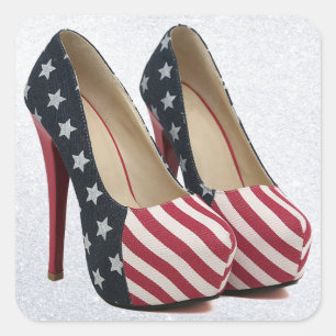 FLAG HIGH HEEL SHOES SQUARE STICKER