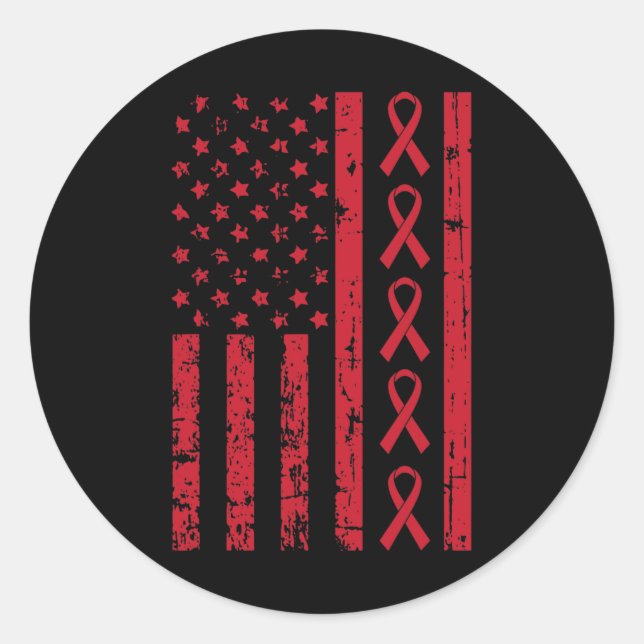 Flag Hiv Aids Brain Aneurysm Stroke Awareness Gift Classic Round Sticker (Front)
