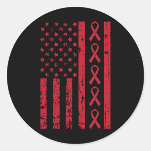 Flag Hiv Aids Brain Aneurysm Stroke Awareness Gift Classic Round Sticker