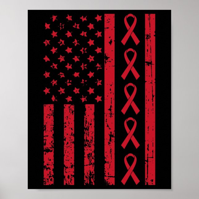 Flag Hiv Aids Brain Aneurysm Stroke Awareness Gift Poster (Front)