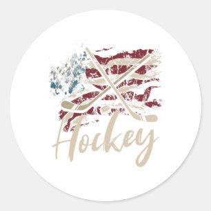 Flag Hockey Th Of July Patriotic Sports Lover Classic Round Sticker