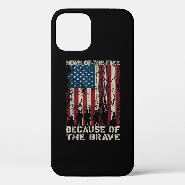 Flag Home Of The Free Because Of The Brave Veteran Case-Mate iPhone Case (Back)