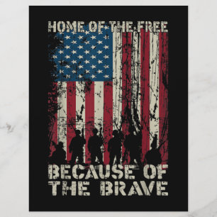 Flag Home Of The Free Because Of The Brave Veteran Custom Letterhead