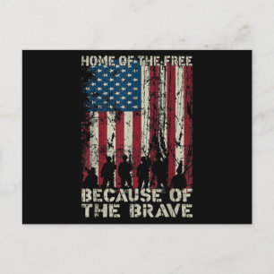 Flag Home Of The Free Because Of The Brave Veteran Postcard