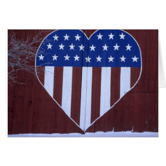 Flag in heart shape painted on barn after 9-11.