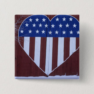Flag in heart shape painted on barn after 9-11. 15 cm square badge