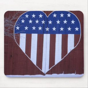 Flag in heart shape painted on barn after 9-11. mouse mat