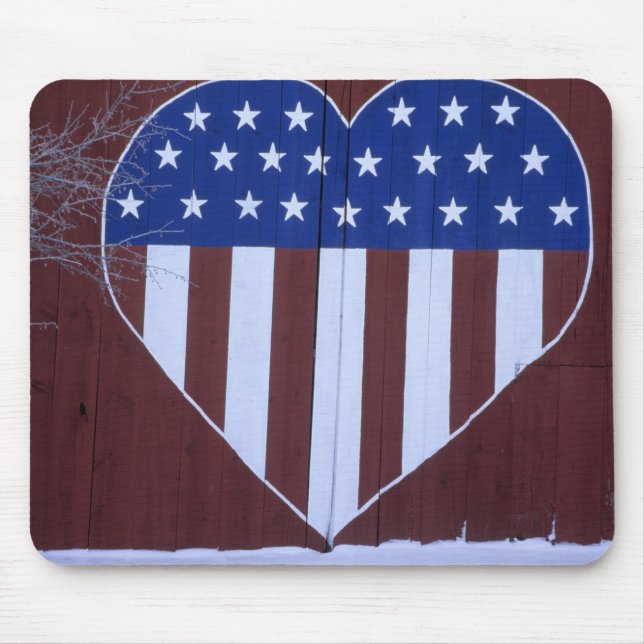 Flag in heart shape painted on barn after 9-11. mouse mat (Front)