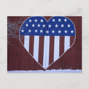 Flag in heart shape painted on barn after 9-11. postcard