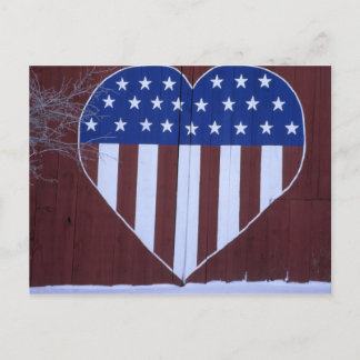Flag in heart shape painted on barn after 9-11. postcard