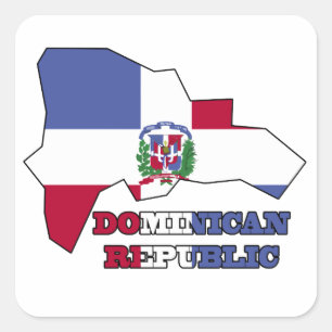 Flag in Map Dominican Republic Square Sticker