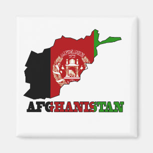 Flag in Map of Afghanistan Magnet