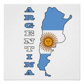 Flag in Map of Argentina Poster