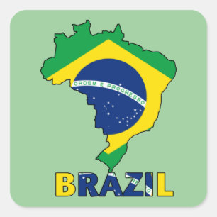Flag in Map of Brazil Square Sticker