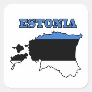 Flag in Map of Estonia Square Sticker