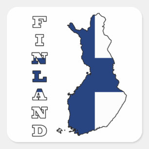 Flag in Map of Finland Square Sticker