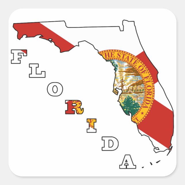 Flag in Map of Florida Square Sticker (Front)