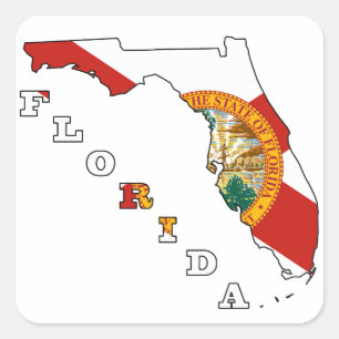 Flag in Map of Florida Square Sticker