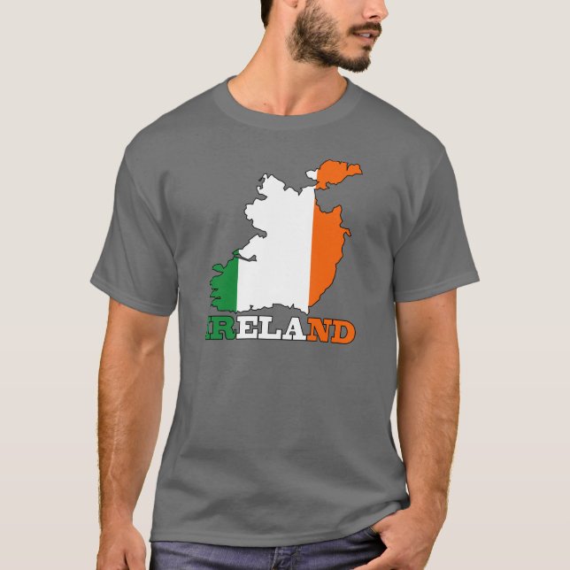 Flag in Map of Ireland T-Shirt (Front)