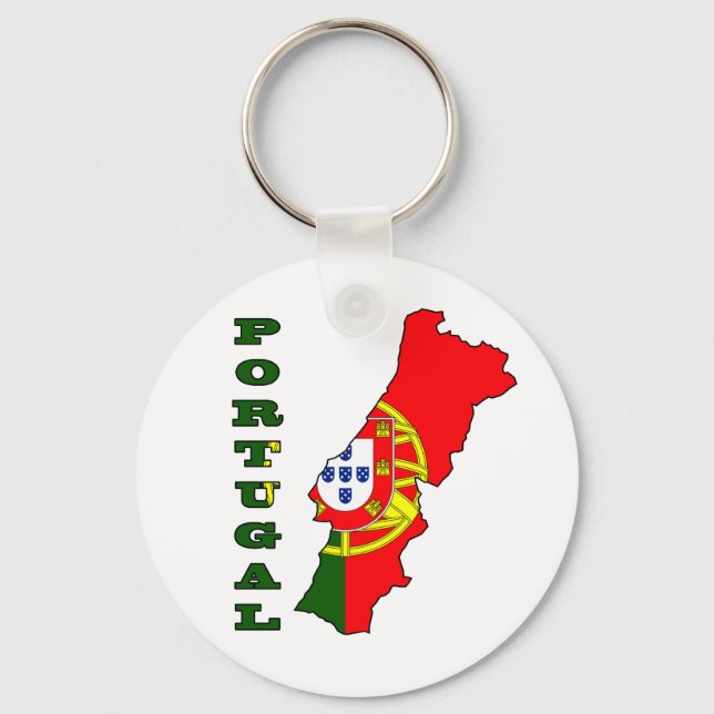 Flag in Map of Portugal Key Ring (Front)