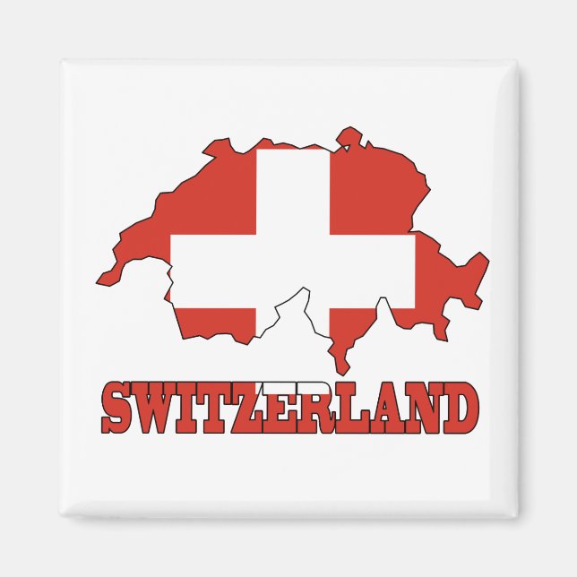 Flag in Map of Switzerland Magnet (Front)