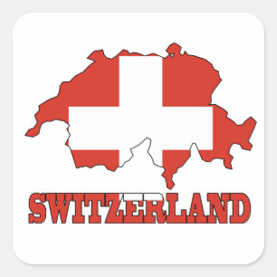 Flag in Map of Switzerland Square Sticker