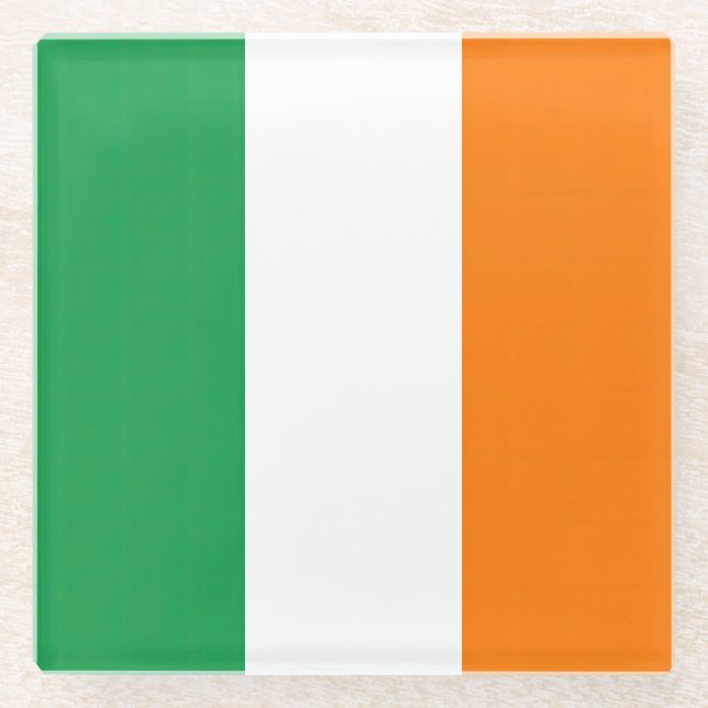Flag Ireland Tricolor Glass Coaster (Front)