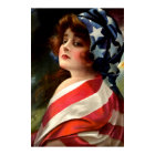 Flag Lady 4th of July Vintage Patriotic Art