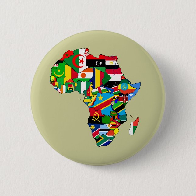 Flag Map of Africa Flags - African Culture Gift 6 Cm Round Badge (Front)