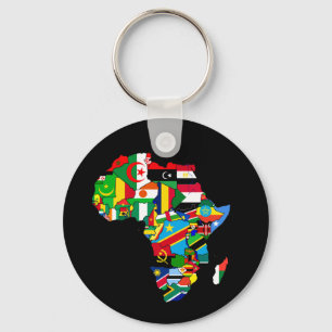 Flag Map of Africa Flags - African Culture Gift Key Ring